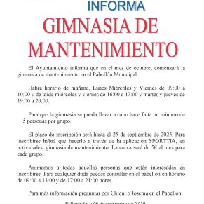 Gimnasia Mantenimiento Bando