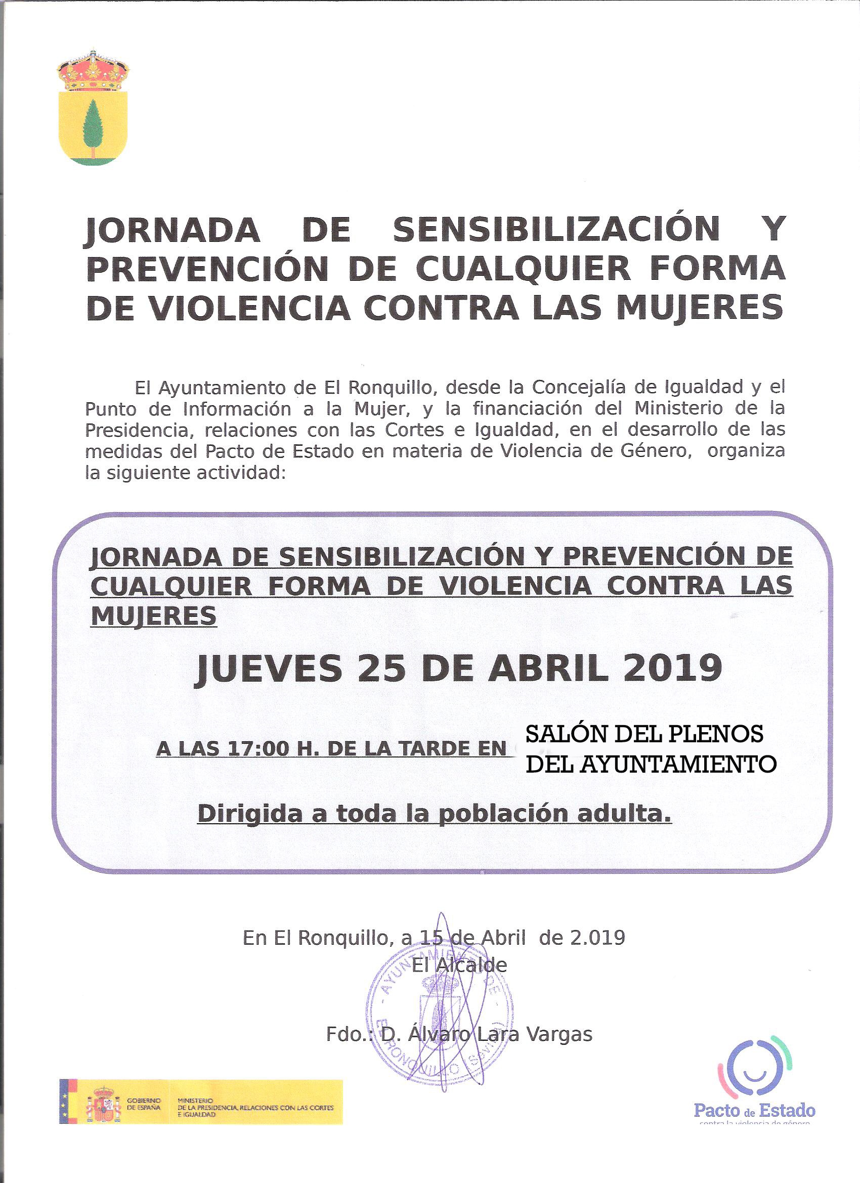 SENSIBILIZACIÓN PACTO VIOLENCIA POBLACIÓN ADULTA