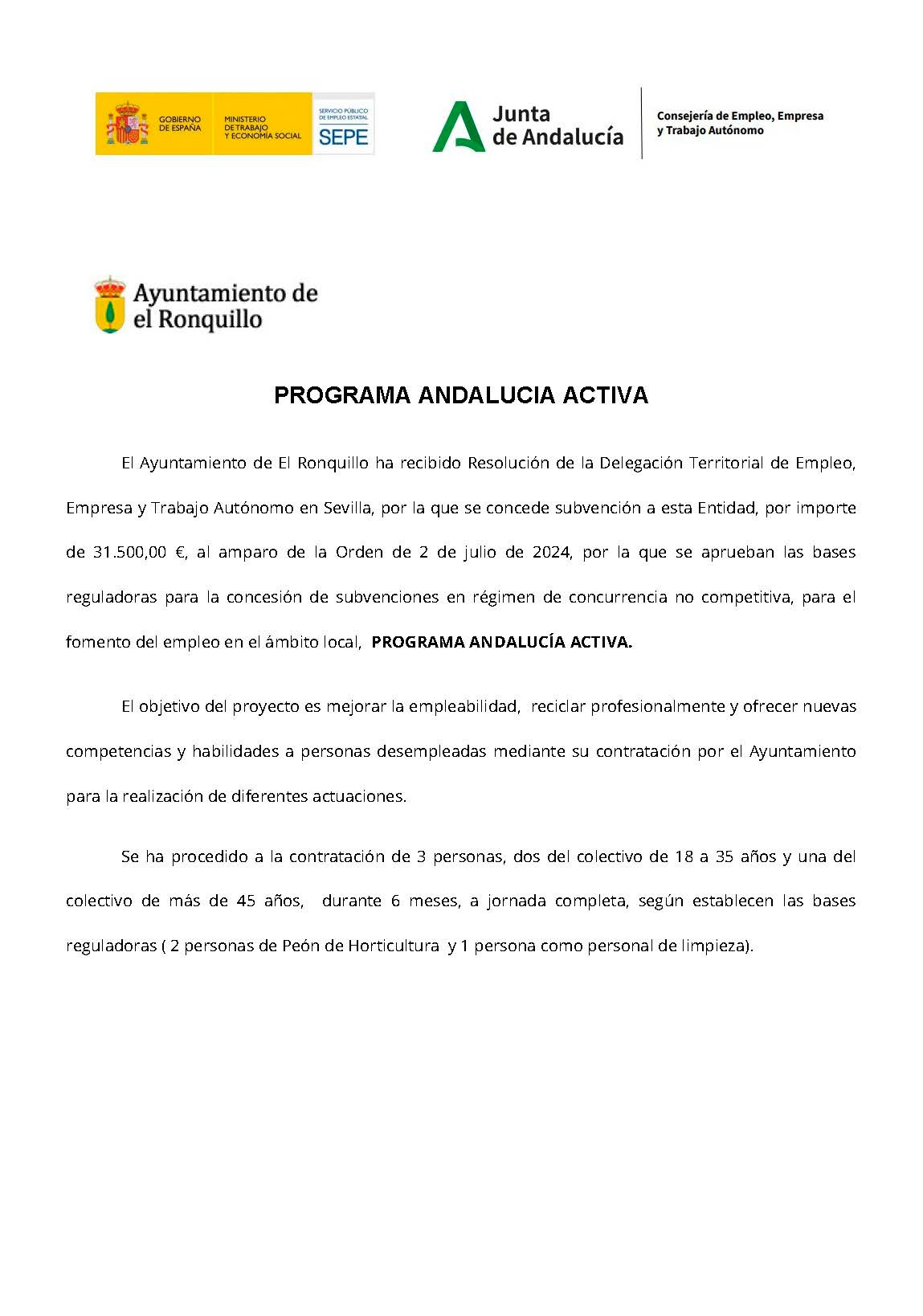 publicidad Programa Andalucia Activa
